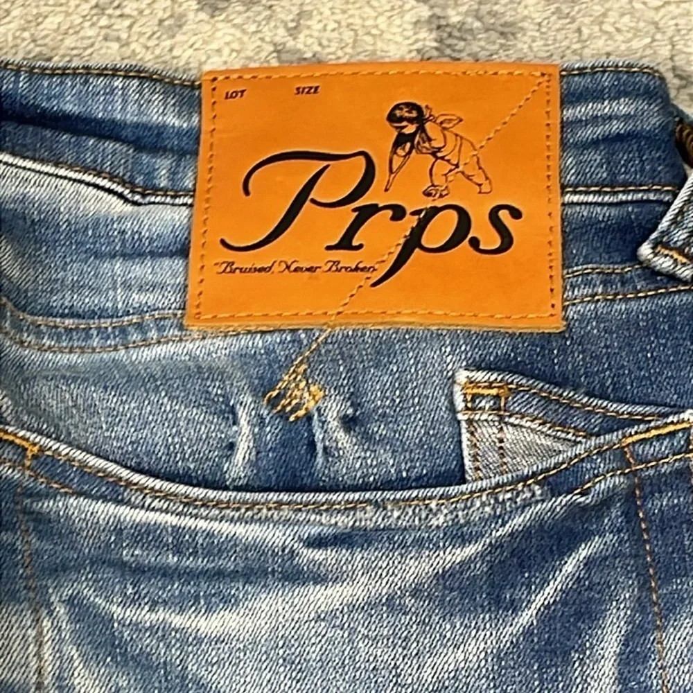 New PRPS Windsor Tapered Skinny Fit Jeans Sorry Graffiti Writing Sz 34